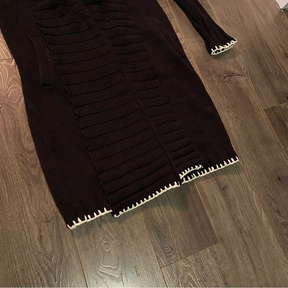 Guess knit long cardigan open front embroidered floral details heavy - Picture 4 of 16